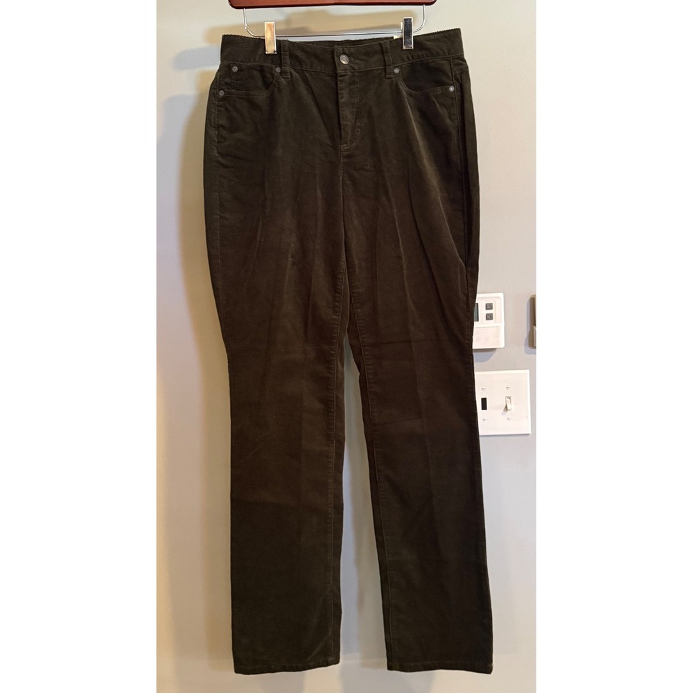 Talbots Corduroy Pants Womens 10L Olive Green Curvy Straight Leg NWT 38833885